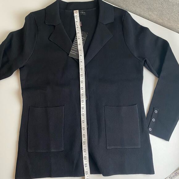 Kancy Kole Cardigan Blazer Knit NWT Gorgeous Navy Blue Pockets Office Capsule - Picture 10 of 13